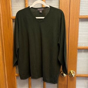 EUC Lane Bryant Wool Blend Olive V-Neck Sweater